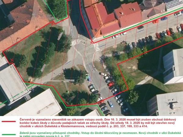 Uzavření přístupu ke škole z ulice Klostermannova